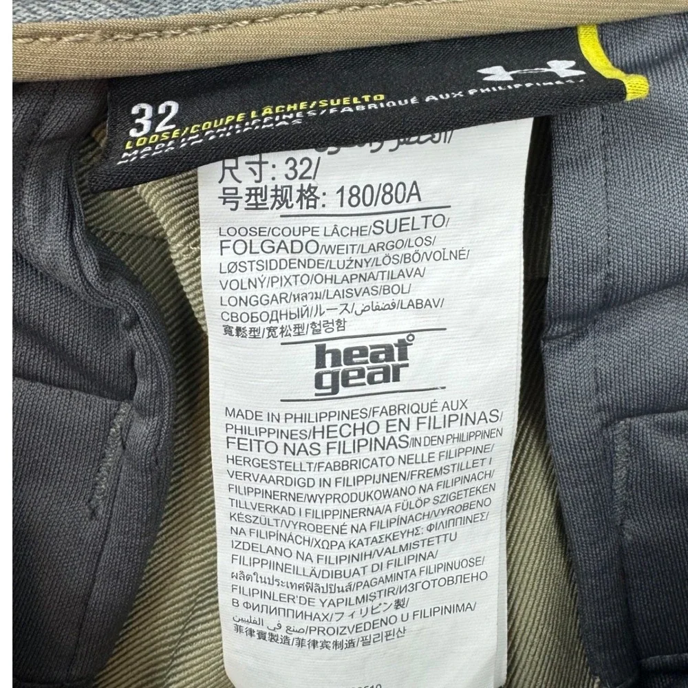 Under Armour Mens HeatGear Golf Shorts Tan Khaki Loose Fit Size 32 Performance